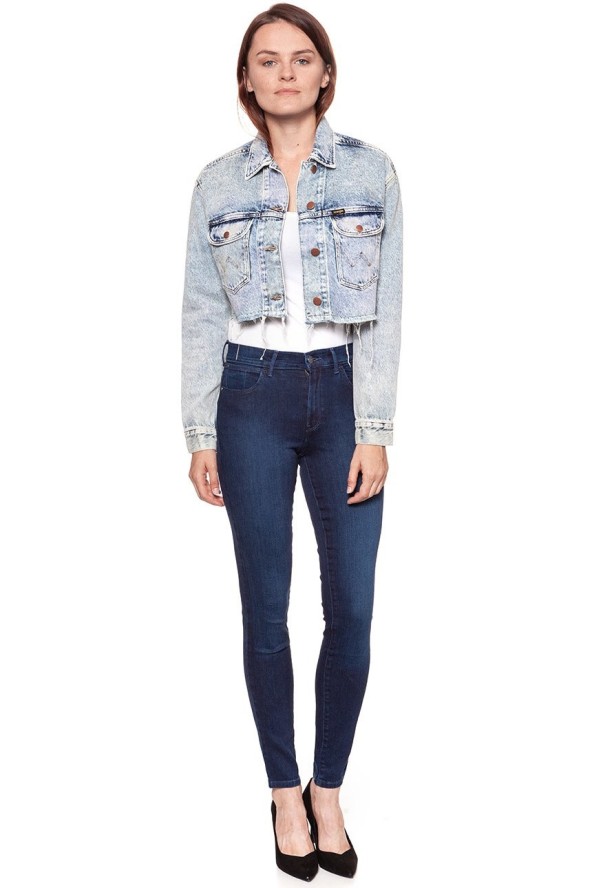 DAMSKA KURTKA JEANSOWA WRANGLER RETRO CROP JACKET WRAINBOW WASH W417RI24K 112128793