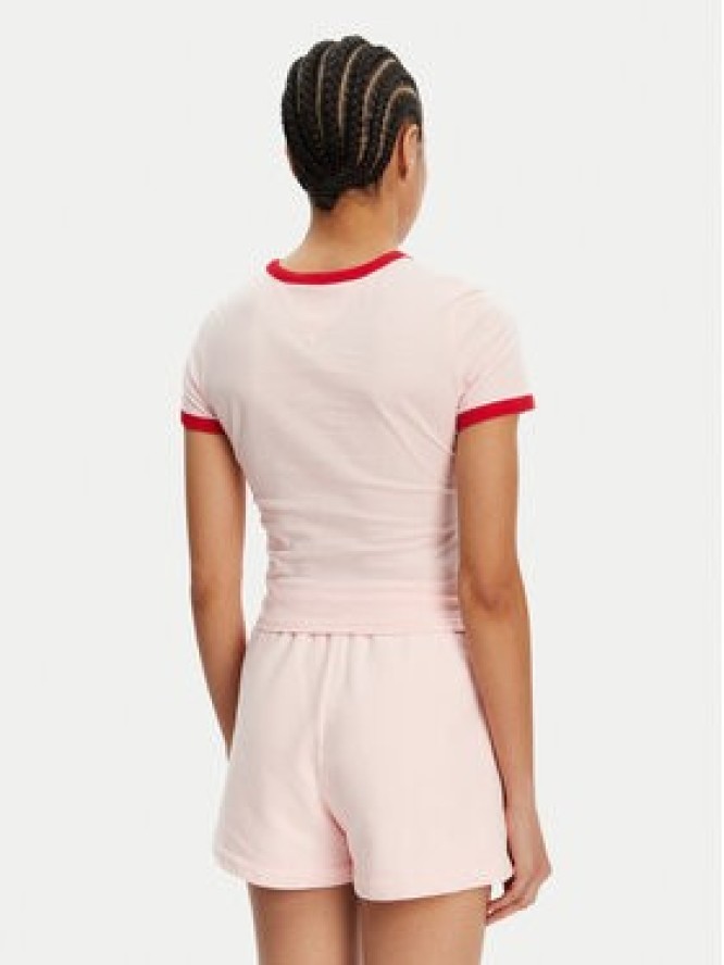 Tommy Jeans T-Shirt Script Ringer DW0DW20631 Różowy Slim Fit