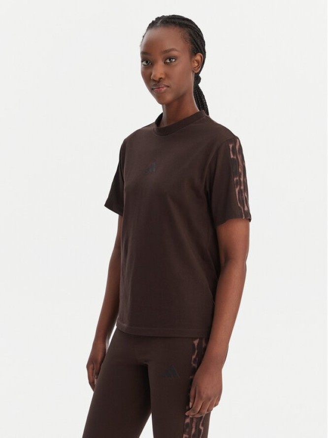 adidas T-Shirt Seasonal Essentials Leopard Print KE8830 Brązowy Regular Fit