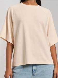 Bluza z domieszką wiskozy - kremowy