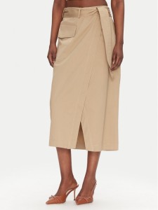 ACCESS FASHION Spódnica midi 53-6037-502 Beżowy Regular Fit