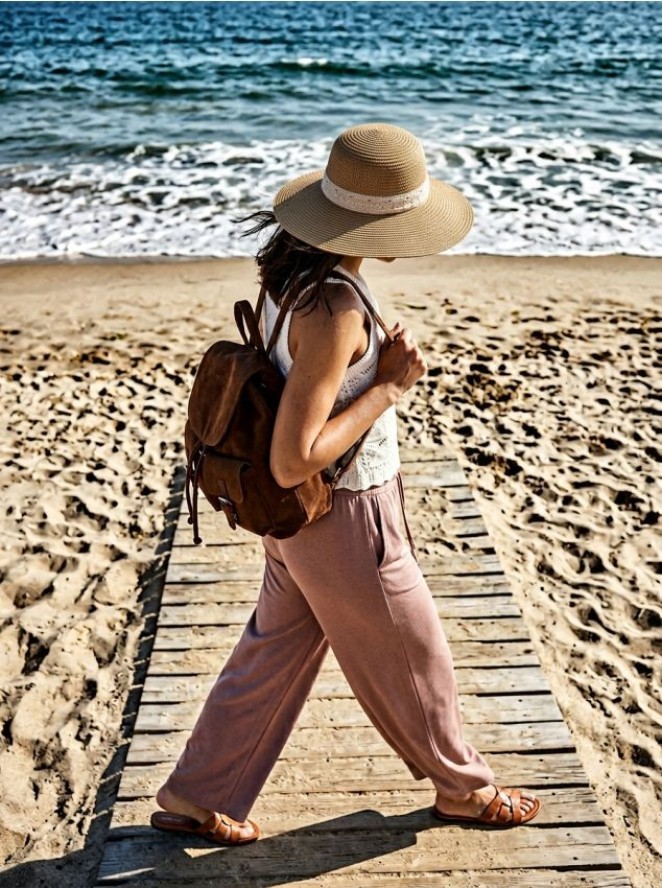 Bawełniany dzianinowy top - kremowy