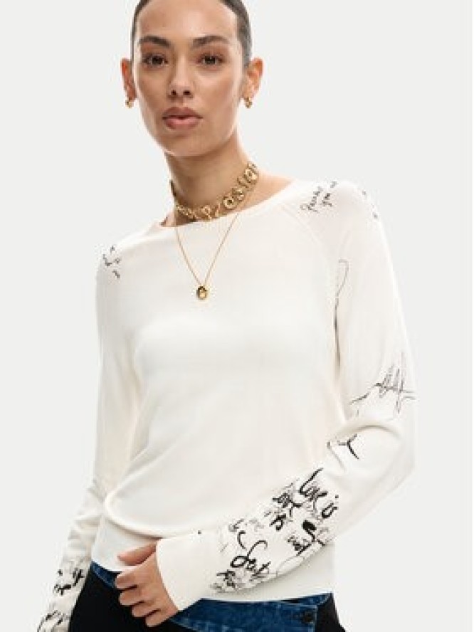 Desigual Sweter Marquette 26SWJF10 Écru Regular Fit