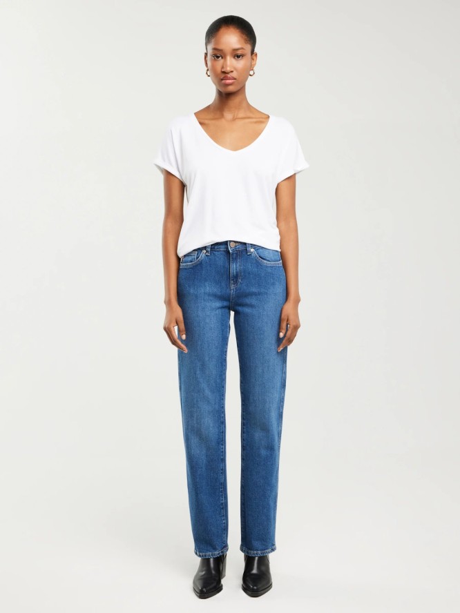 Jeansy damskie z prostą nogawką niebieskie Myrra 313