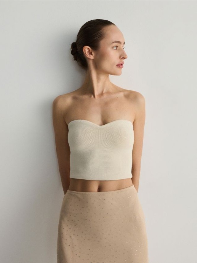 Dzianinowy top - kremowy