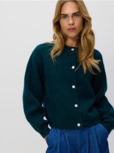Kardigan z wełną i moherem - zielony