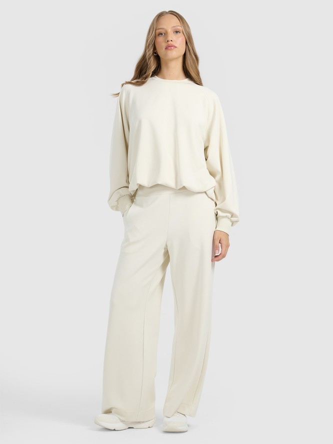 4F Bluza dresowa nierozpinana z modalem damska - beżowa S