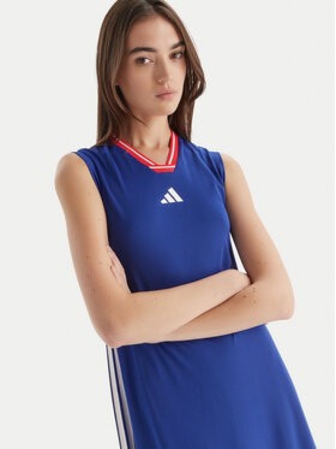 adidas Sukienka codzienna Tiro Cut 3-Stripes Soft Mesh JW6819 Niebieski Regular Fit