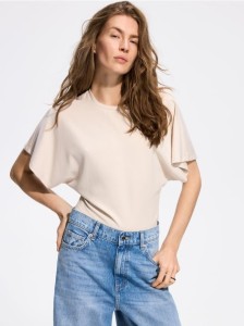 T-shirt z modalem - beżowy