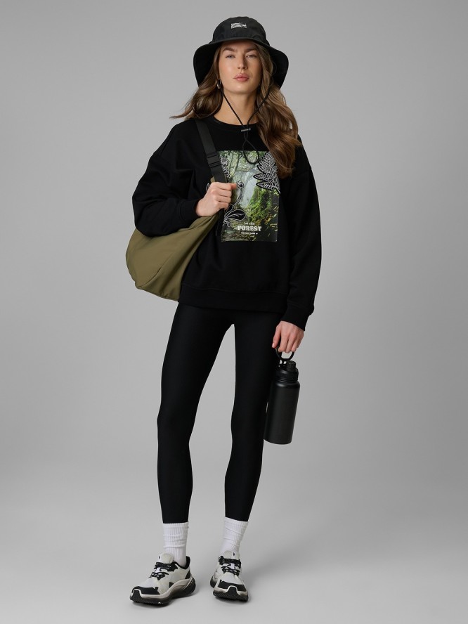 4F Bluza dresowa loose bez kaptura damska - czarna XS