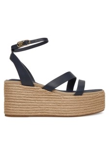 Tommy Hilfiger Espadryle Ankle Strap Leather Platform FW0FW08497 Granatowy