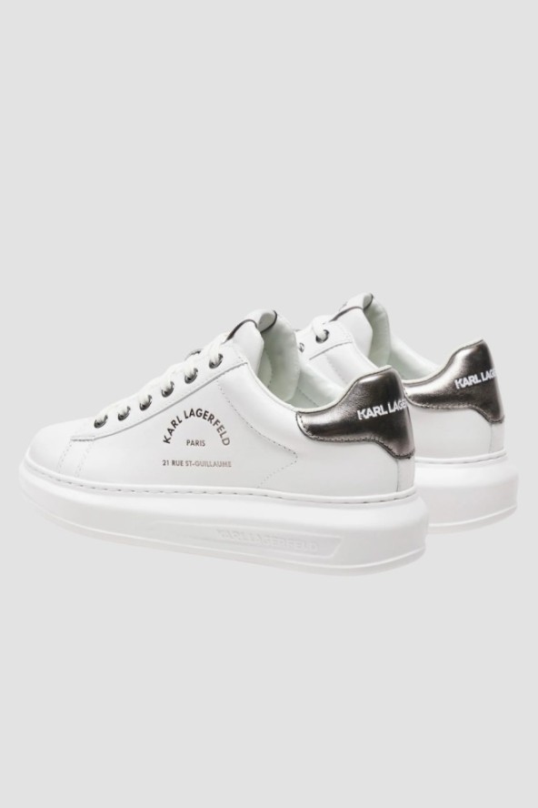 KARL LAGERFELD Białe damskie sneakersy skórzane KAPRI Maison, Rozmiar 38