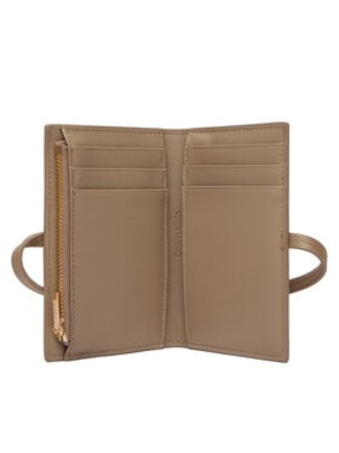 Calvin Klein Portfel Emblem Hw Pebble Wallet On Strap LV04F1130G Beżowy