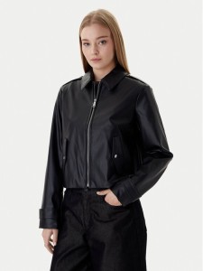 Calvin Klein Jeans Kurtka z imitacji skóry Moto LV047E501G Czarny Regular Fit