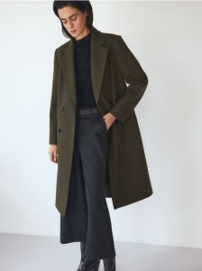 Dwurzędowy płaszcz - ciemnozielony