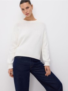 Bawełniany sweter oversize - złamana biel