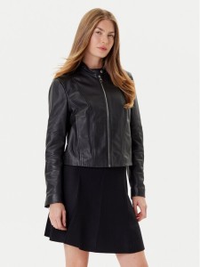 BOSS Kurtka skórzana C_Saleste1 50545625 Czarny Regular Fit