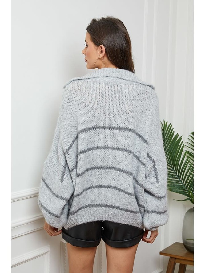 So Cachemire Sweter "Althena" w kolorze jasnoszaro-granatowym rozmiar: L