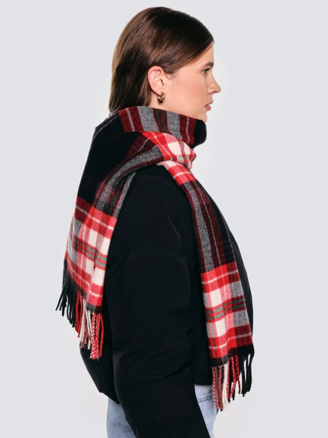 Szal w kratę czerwony Remi 603