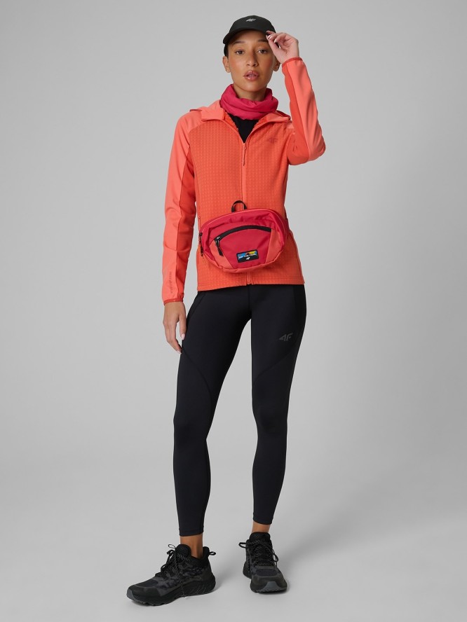 4F Bluza trekkingowa regular z kapturem damska - różowa M