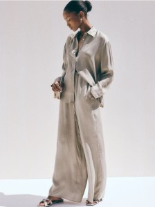 Spodnie palazzo z lyocellem - ciemnozielony