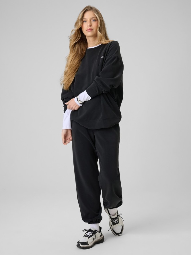 4F Bluza dresowa regular z modalem damska - czarna XS