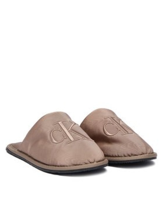 Calvin Klein Jeans Kapcie Slipper Satin Moire YW0YW02053 Beżowy