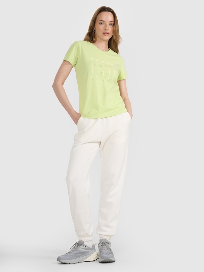 4F T-shirt regular z nadrukiem damski - żółty M