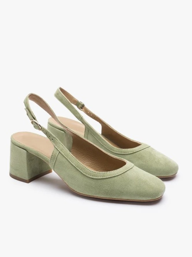 Jasnozielone czółenka bez piety slingback
