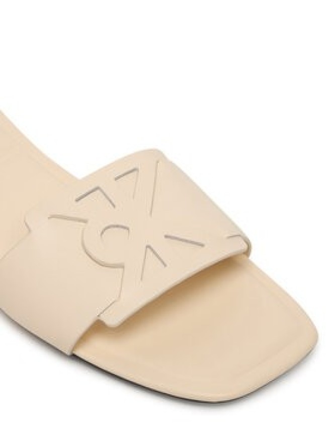 Calvin Klein Klapki Square Flat Sandal Emblem HW0HW03128 Żółty