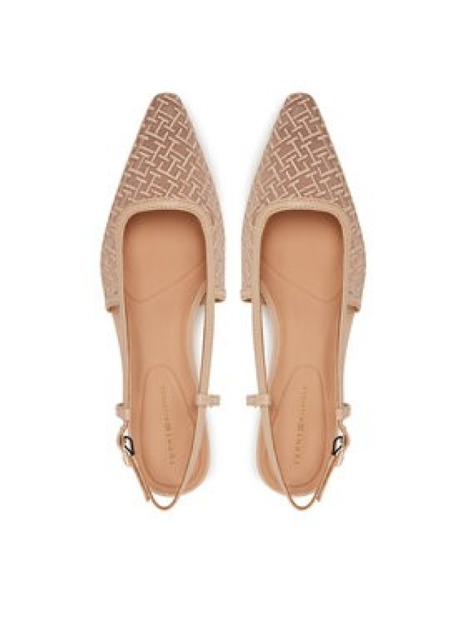 Tommy Hilfiger Czółenka Mono Squared Toe Kitten Slingb FW0FW08746 Beżowy