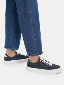 Tommy Hilfiger Tenisówki Th Foxing Platform Washed Canvas FW0FW09172 Niebieski