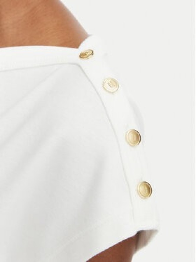 Tommy Hilfiger T-Shirt Gold Btn Cap WW0WW50942 Kremowy Slim Fit