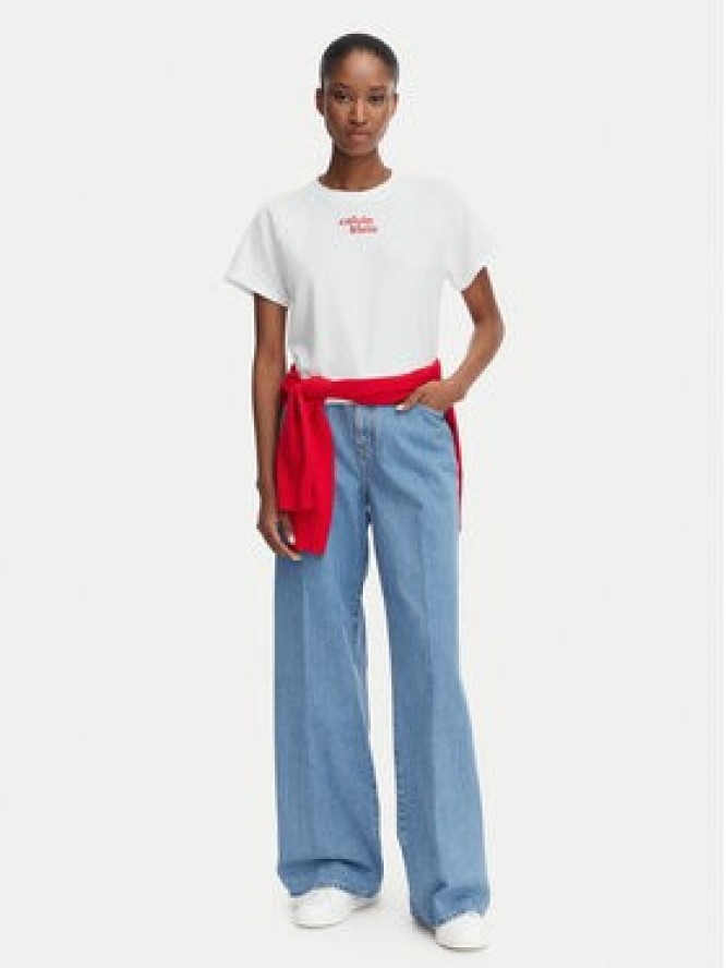 Calvin Klein Jeans T-Shirt TOWEL LV047G287G Biały Cropped Fit