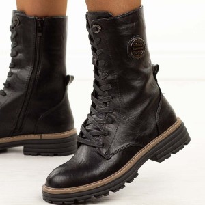 Czarne wysokie botki damskie na traperze Jezzi Asa259-10