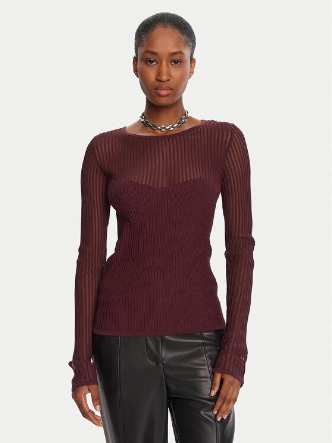 Patrizia Pepe Sweter 8K0305/K143-M536 Bordowy Regular Fit