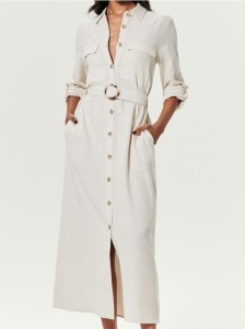 Sukienka z wiskozą - kremowy