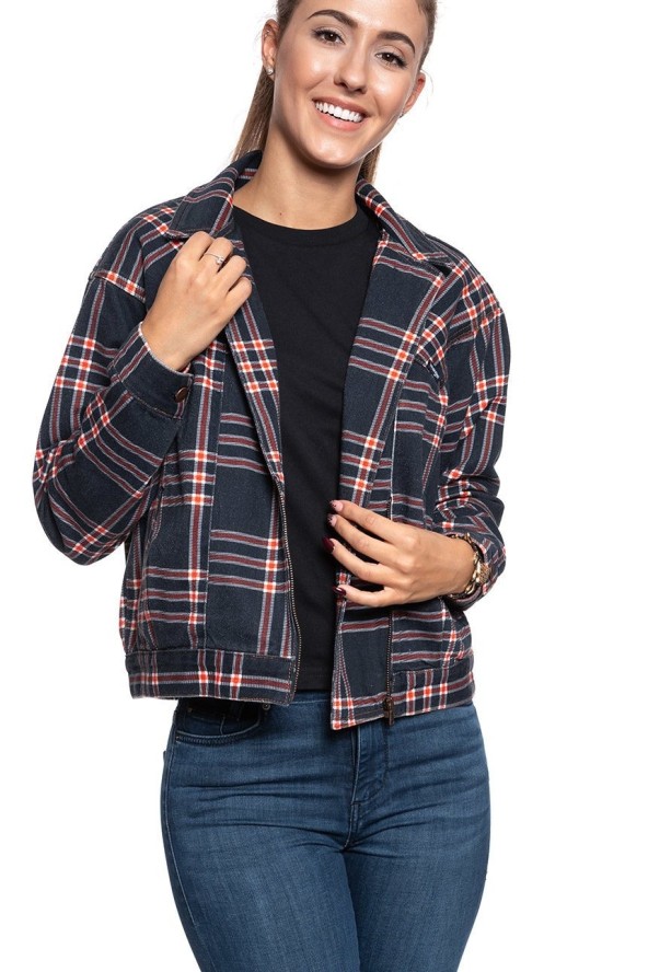 DAMSKA KURTKA JEANSOWA WRANGLER 80´S JACKET INDIGO CHECK W404WZ89M 112128697