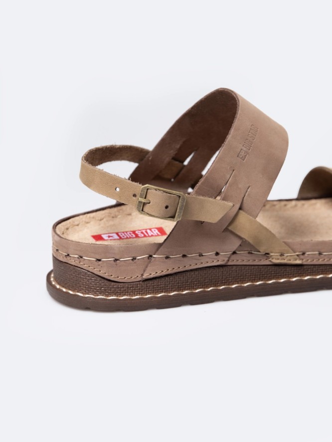 Sandały damskie ze skóry naturalnej beżowe RR276010 303