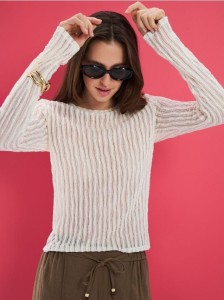 Bluzka basic - kremowy