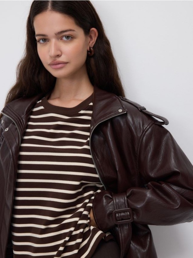 Longsleeve w paski - zielony