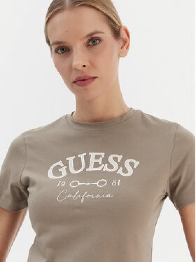 Guess T-Shirt V6RI02 J1314 Beżowy Regular Fit