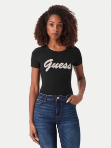 Guess T-Shirt W6YI56 K5028 Czarny Slim Fit