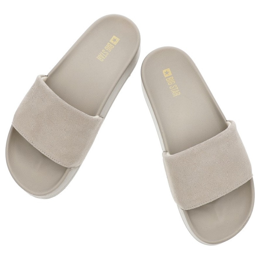 Beżowe Klapki Big star Stylowe Obuwie Damskie