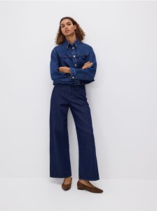 Jeansy wide leg comfort - granatowy