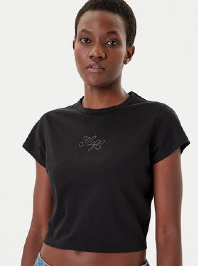 HUGO T-Shirt Rhinestone 50551404 Czarny Slim Fit