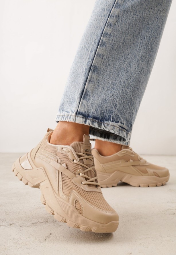 Ciemnobeżowe Sneakersy Iomessa