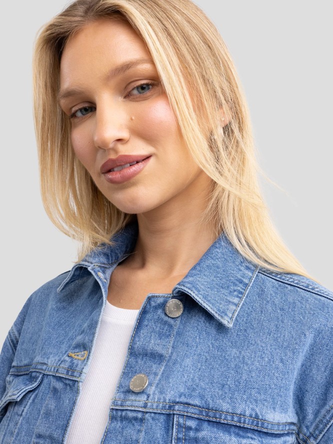 Kurtka damska jeansowa krótka niebieska Maddie 175