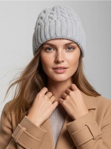 Prążkowana czapka beanie - szary