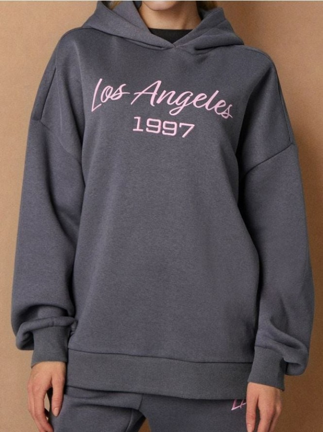 Bluza hoodie w stylu akademickim - szary